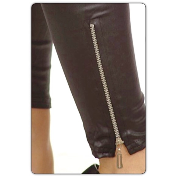 Zip Ankle Faux Leather Leggings OSFM MLXL - Picture 3 of 6